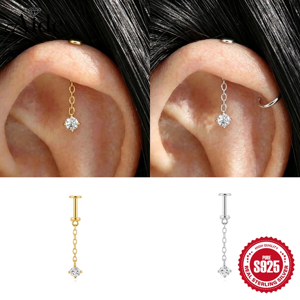 Star Flat Back - AIDE 925 Sterling Silver Vertical Spiral