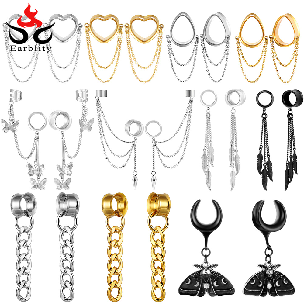 Body Jewelry Ear Gauges - Osbourney 2PCS Stainless Steel Fashion Dangles