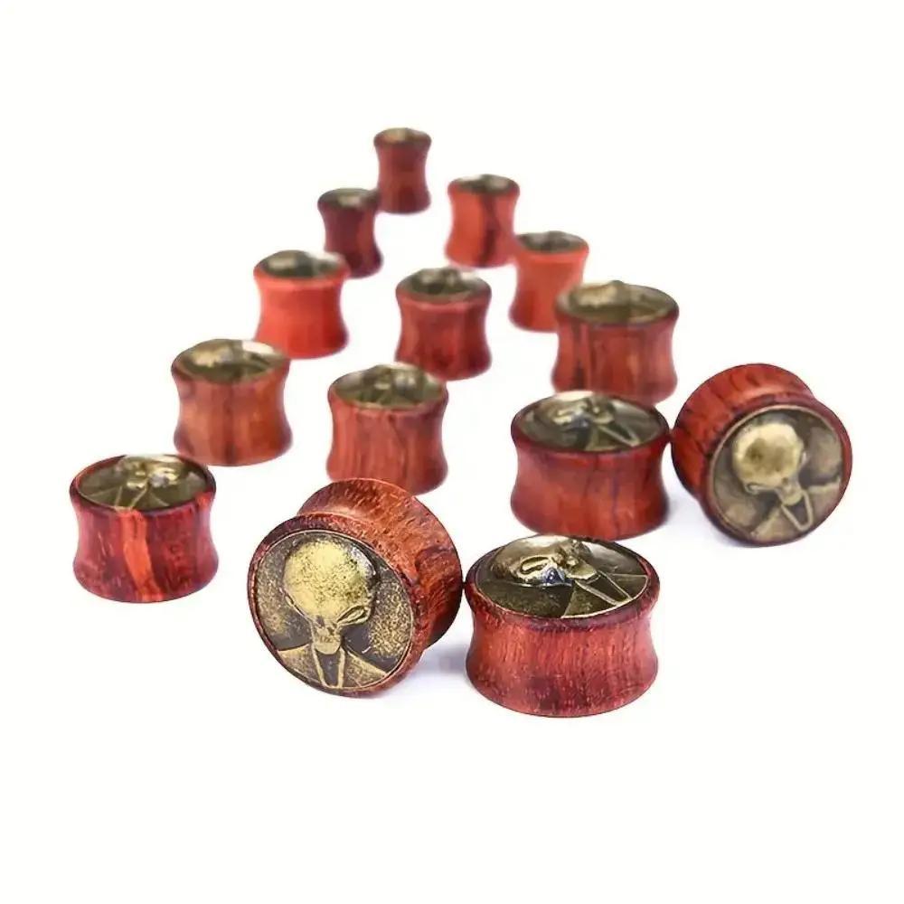 Body Jewelry Materials - 2pcs Vintage Wooden Alien Head Body