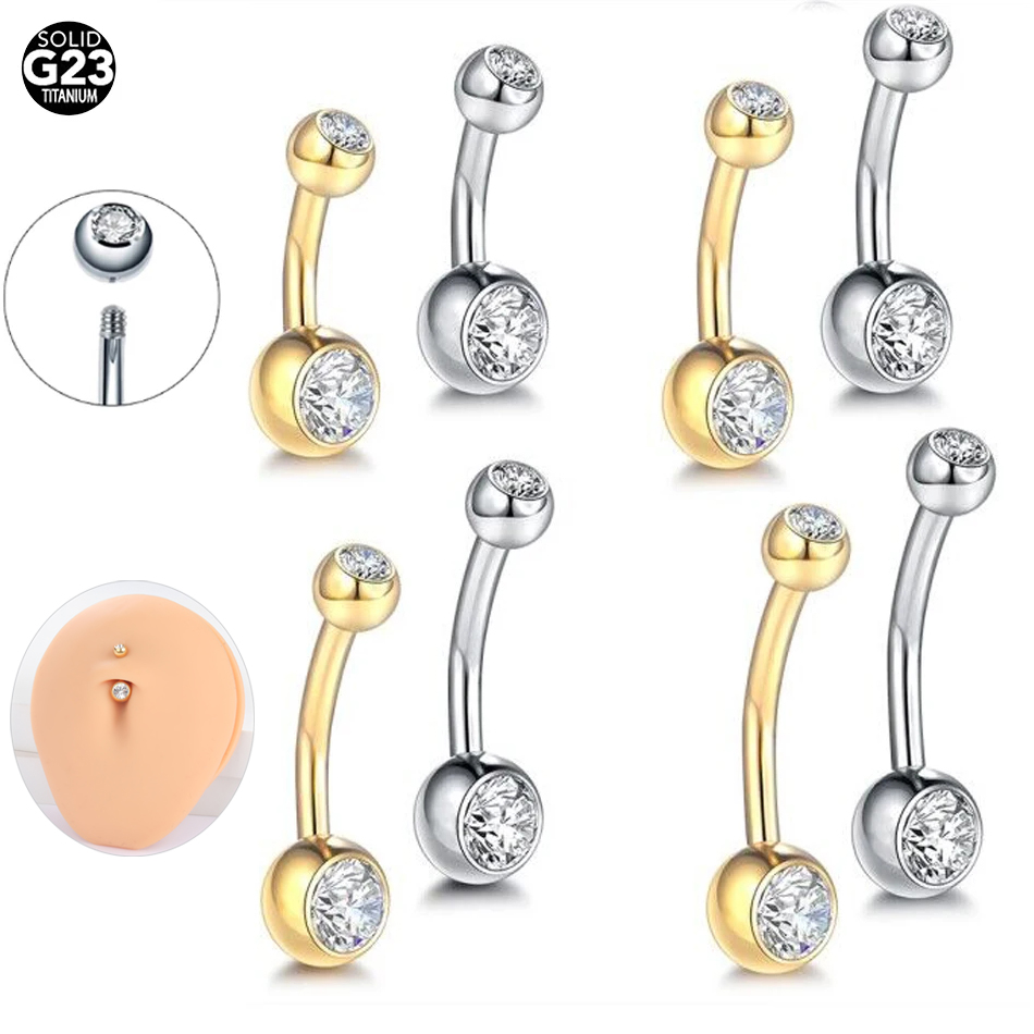 Belly Bar Titanium - 1Pc G23 Titanium Belly Button Ring