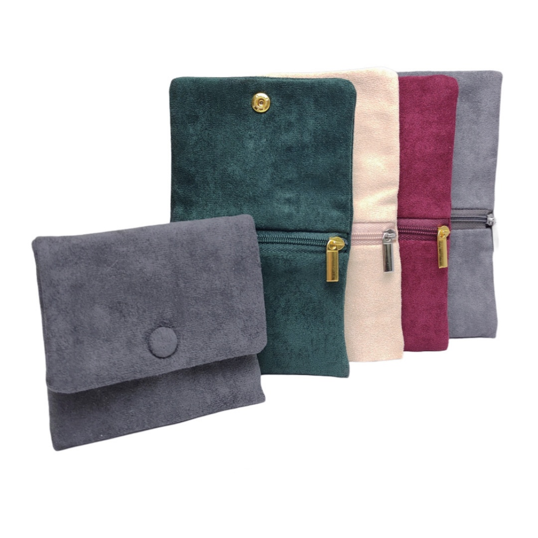 Body Jewelry Display - Velvet Jewellery Pouch Snap Zipper Bracelet