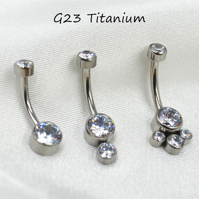 Belly Bar Titanium - Lot10PCS Body Jewelry-G23 Titanium Round CZ