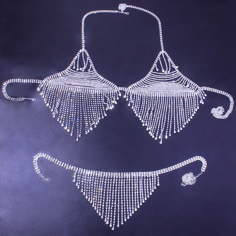 Bling Rhinestone Tassel Body C - Body Jewelry Harness review and price