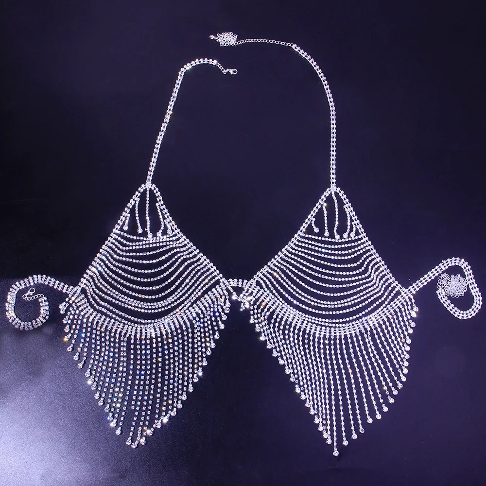 Bling Rhinestone Tassel Body C - Body Jewelry Harness review and price