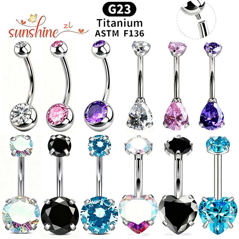 1PC G23 Titanium Zircon Gem Cu - Belly Bar Titanium review and price