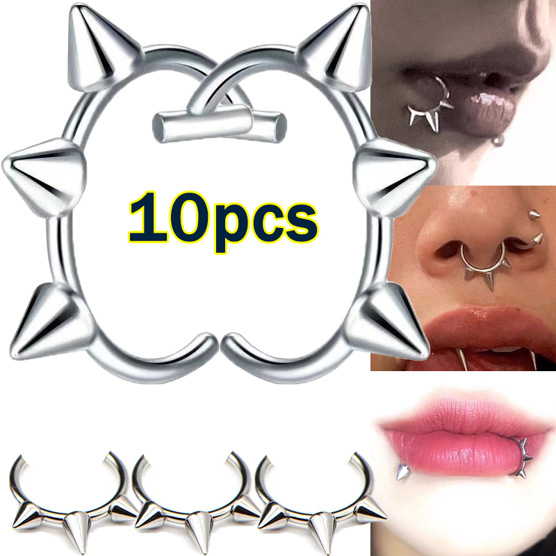 10pcs Punk Nose Ring One Nail  - Body Jewelry Nose Ring review and price