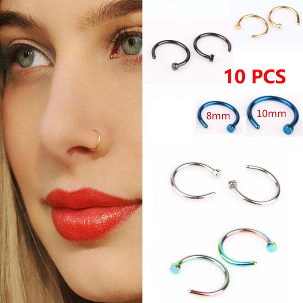 10 Pcs Thin Stainless Steel Fo - Body Jewelry Nose Ring review and price