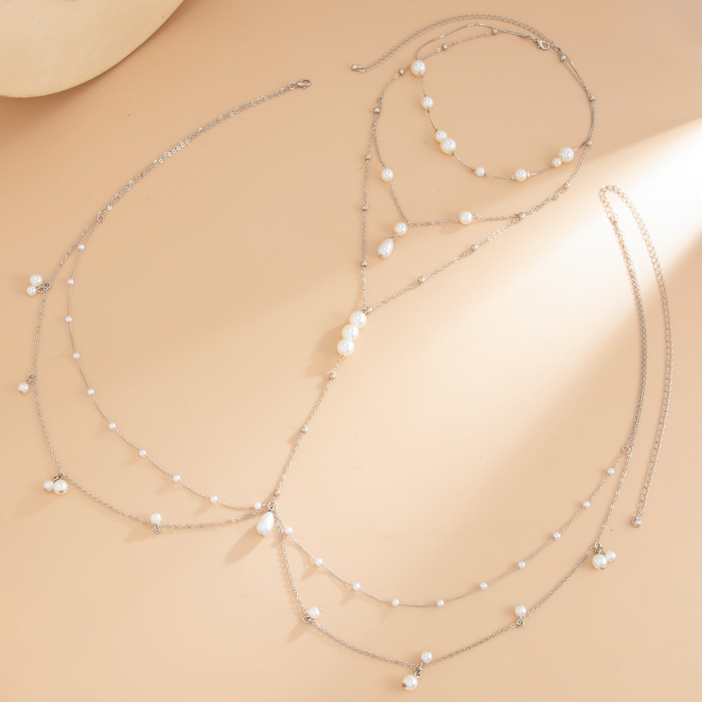 Multi Layer Imitation Pearl Ne - Body Jewelry Harness review and price