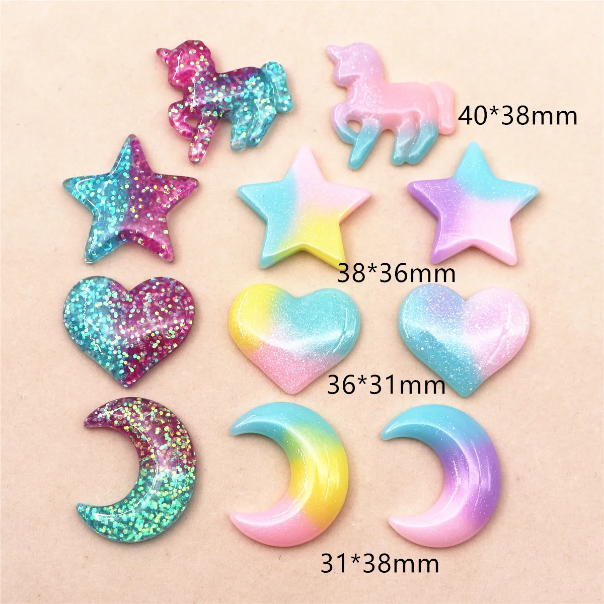 10pcs Adorable Resin Glitter F - Star Flat Back review and price