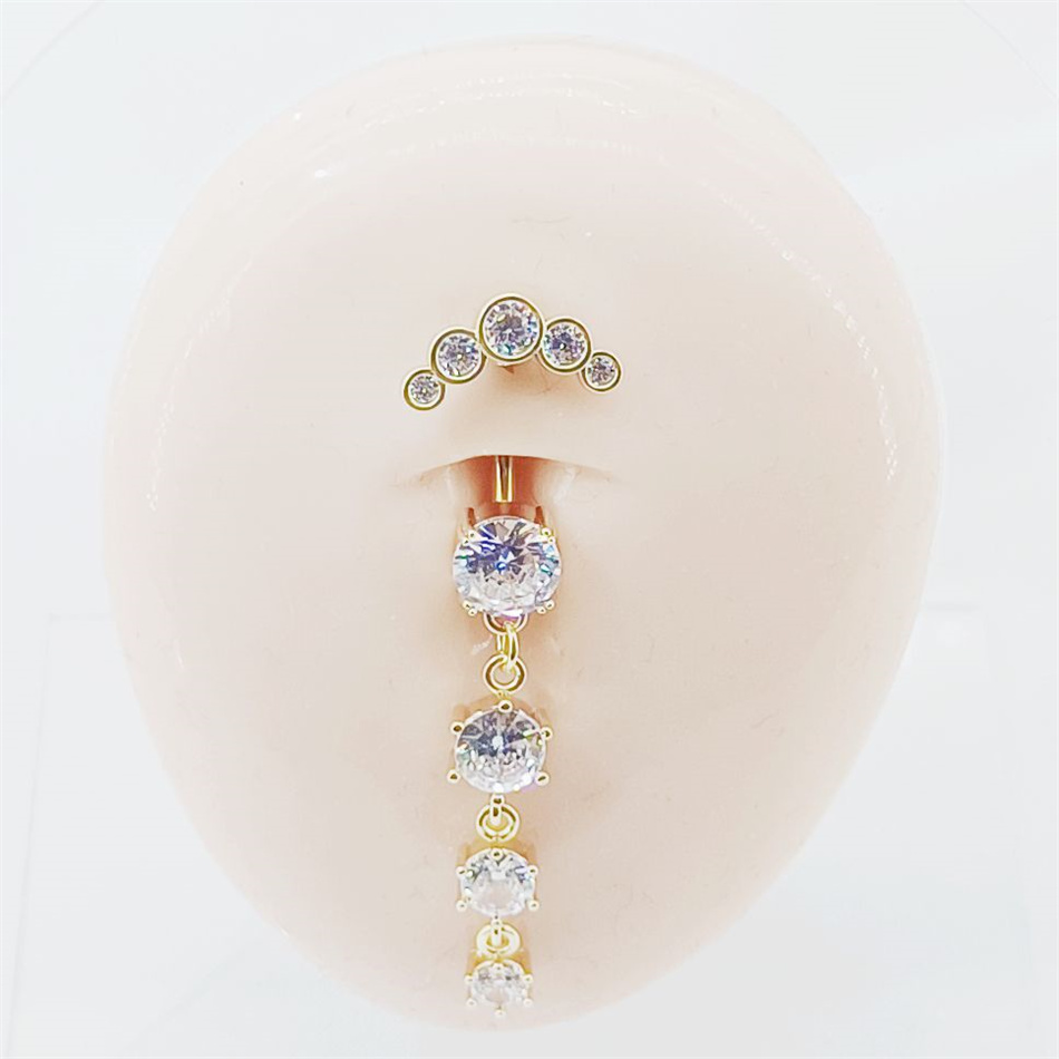 Gold Silver Color Long Dangled - Belly Bar Titanium review and price