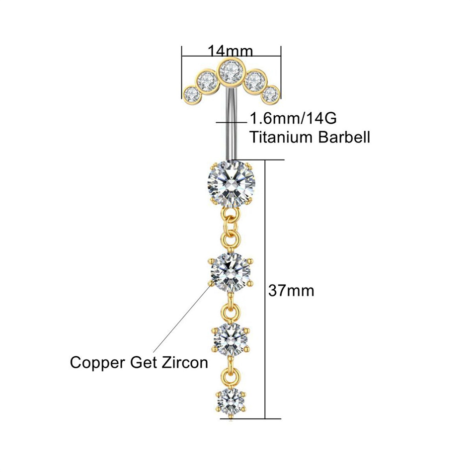 Gold Silver Color Long Dangled - Belly Bar Titanium review and price