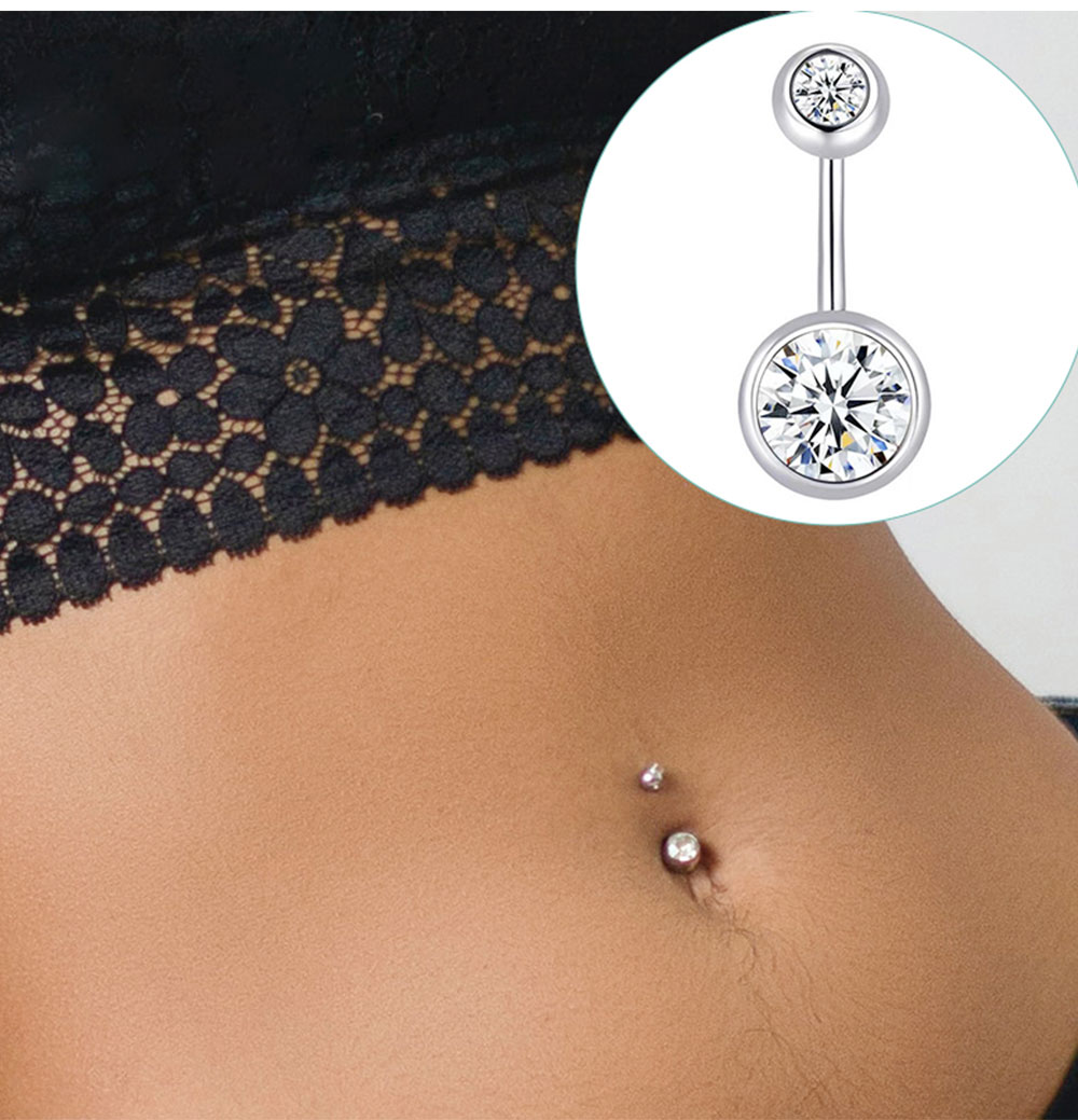 Double Gem Belly Button Rings  - Belly Bar Titanium review and price