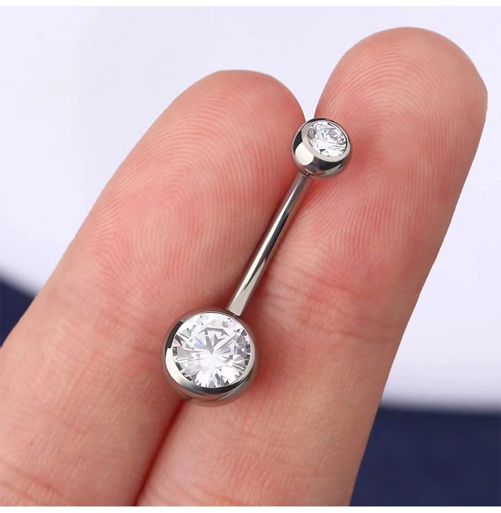 Double Gem Belly Button Rings  - Belly Bar Titanium review and price